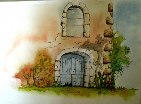 Peinture aquarelle grange
