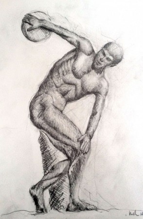 Graphite, " Discobolus "de Myron d'après un marbre