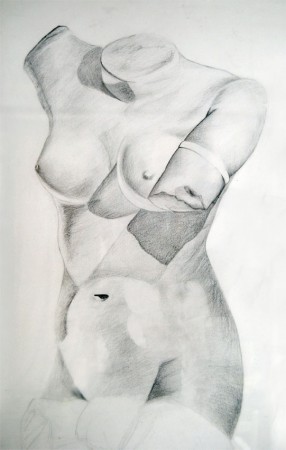 Graphite, buste femme d'après un marbre
